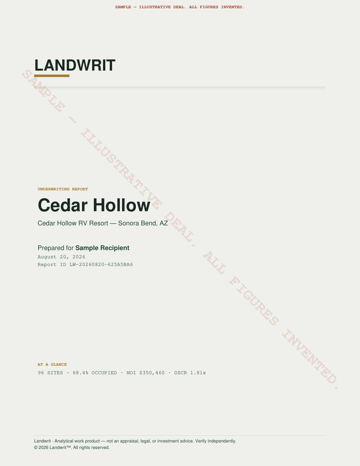 Sample underwriting file, page 1 of 9