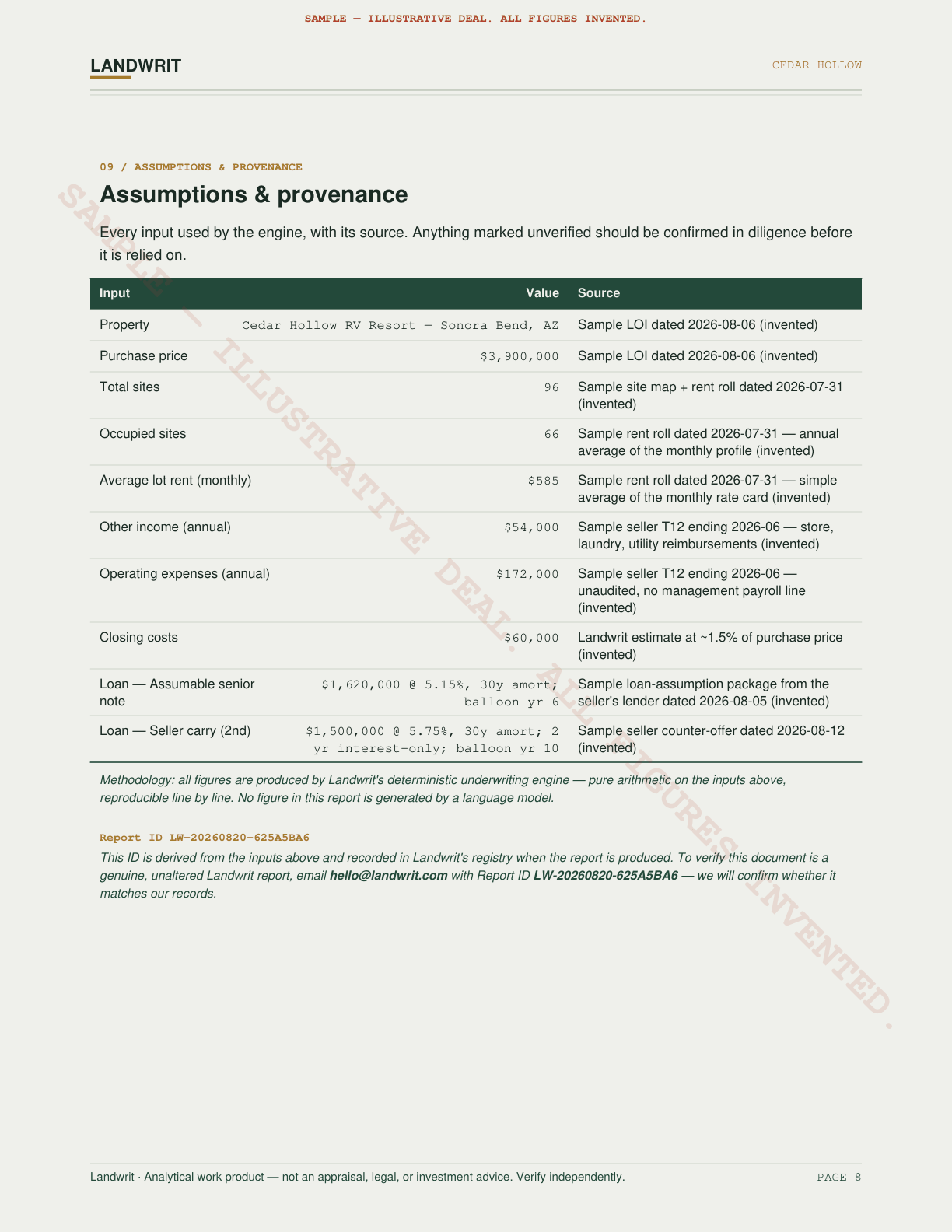 Sample underwriting file, page 8 of 9
