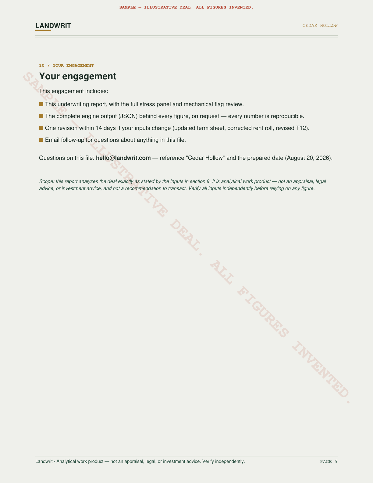 Sample underwriting file, page 9 of 9